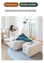 Italian Faux Rabbit Fur Bean Bag Chair, Adjustable Lounge Sac for Living Room & Bedroom, Mixed Filling & Ergonomic, White