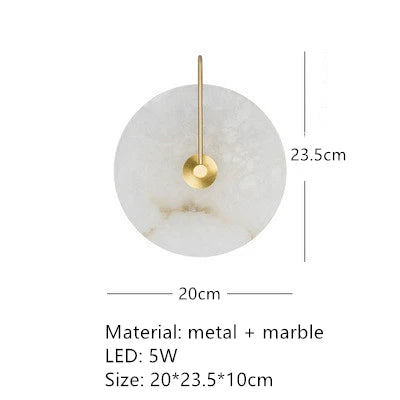 Nordic Modern Designer Minimalist Marble Circular Wall Lamp Corridor Study Bedroom Bedside Led Lights Tv Background  Decor