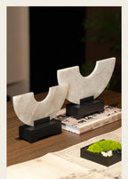 Imitate Jade Marble Semi-circular Ornaments Desk Decoration Natural Stone Sculpture Creative Crafts Room Aesthetic Decor