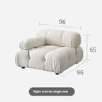 Cream Modular Sofa Set, Cat-Proof Teddy Fabric 3-Seater with Latex-Foam Fill, Imported Pine Frame, Nordic Retro Style