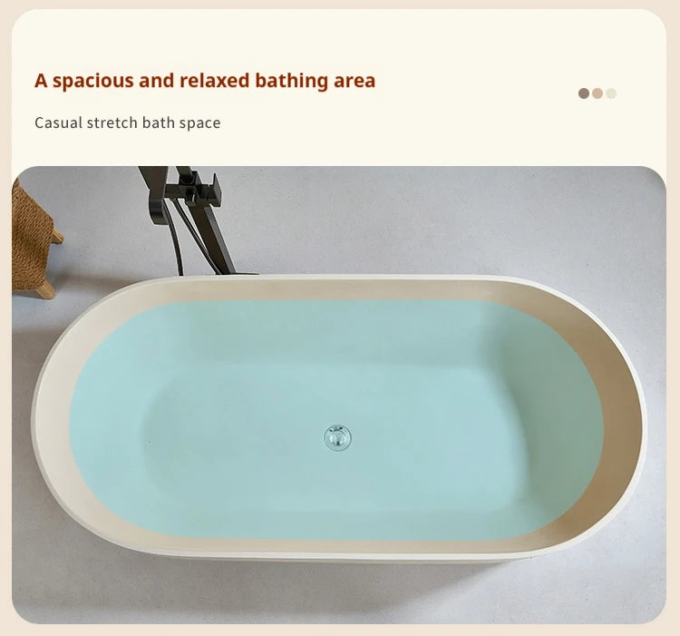 Any Size Custom Japanese Wabi Sabi Cultured Stone Bathtub Artistic Freestanding Soaking Tub Heat Retention Easy Clean Body Conto