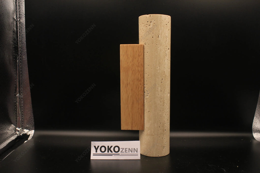 Wabi Sabi  Natural Travertine E27 Wall Lamp, Log & Walnut Wood Wall Light for Bedroom Bedside Staircase Living Room Home Decor
