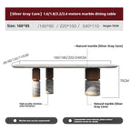 Natural Marble Dining Table with Walnut Base, Minimalist Luxury Villa Long Table, Eco-Friendly & Moisture-Proof, Customizable