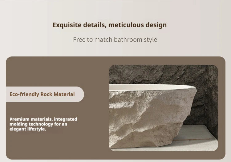 Any Size Custom Zen Inspired Stone Look Bathtub Compact One Piece Freestanding Tub Mansion Bathroom Heat Retaining Easy Clean Bo