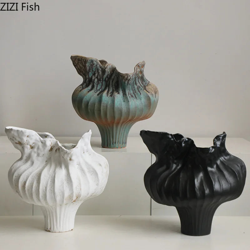 Wabi Sabi Style Painted Porcelain Vase Plant Pots Table Decoration Flowers Arrangement Floral Vases Room Aesthetic Decor