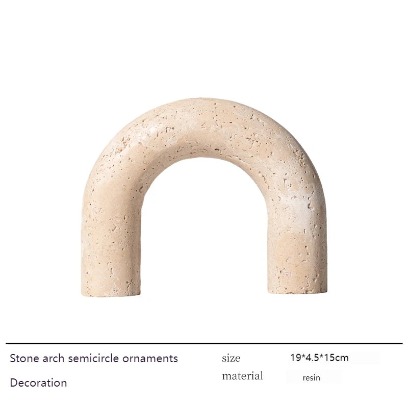 Organic Marble Sculpture in Yellow Travertine, Wabi Sabi Art Object for Shelf Decor, Window Display & Minimalist Home Statue