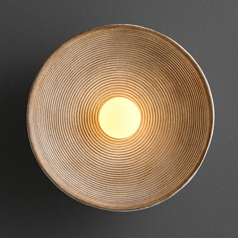 Nordic Creative Retro Round Wall Lamp Wabi-sabi Resin Sconces for Living Room Bedroom Bedside Hotel Corridor  Decor lightig