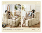 Retro Waffle Texture Chaise Lounge, Chenille Compression Sofa Single Seater, High Resilience & Durable, Modern Luxury Design