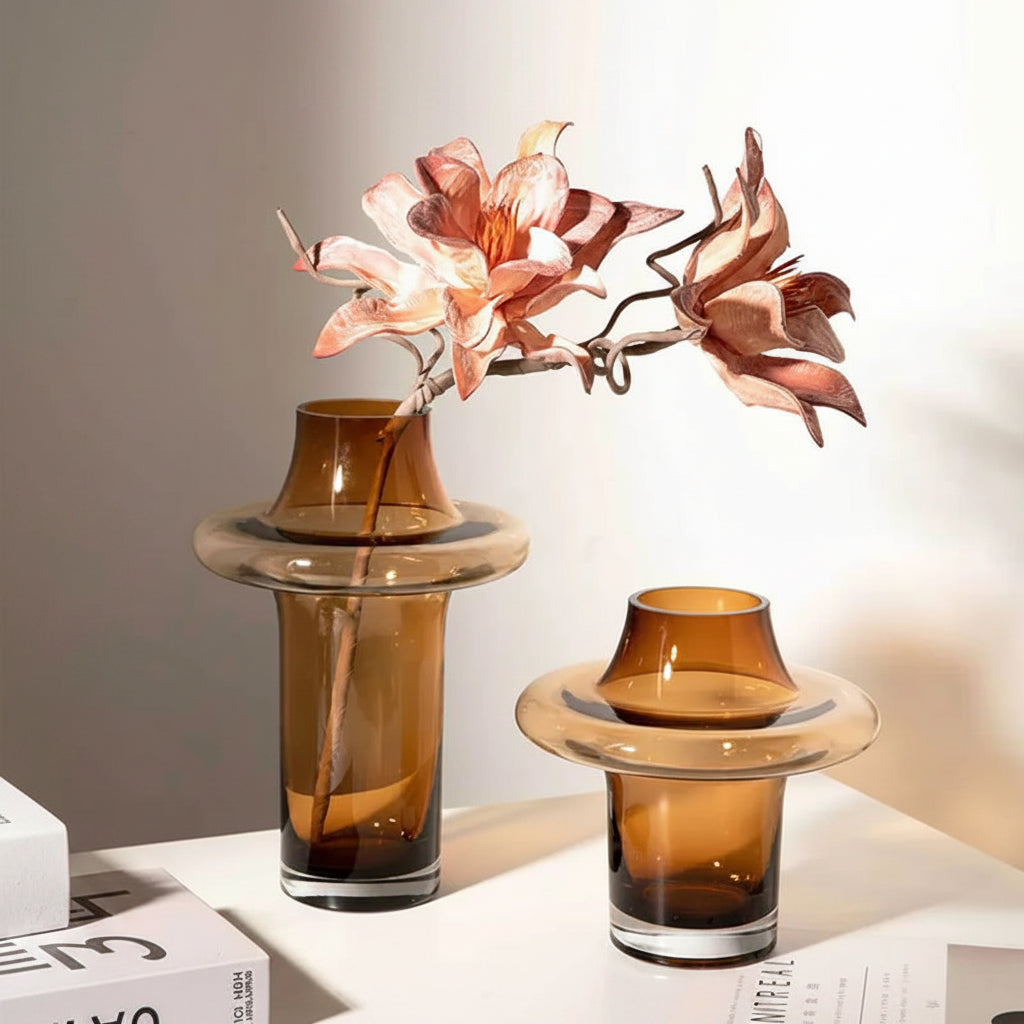Amber Tower Glass Vase