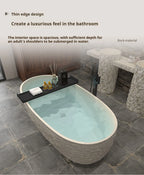 Wabi-Sabi Stone Texture Bathtub, One-Piece Artificial Stone Tub for Home , Heat Retention&Easy Clean, Body Contour, Customizable