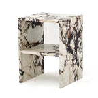 Italian Minimalist Calacatta Side Table, Mobile Square End Table for Living Room, One-Piece Natural Marble, Artistic & Customize