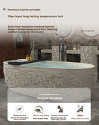Wabi-Sabi Stone Texture Bathtub, One-Piece Artificial Stone Tub for Home , Heat Retention&Easy Clean, Body Contour, Customizable