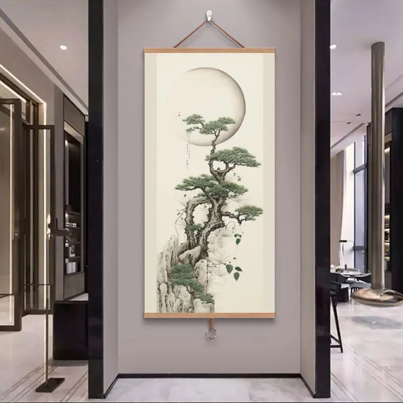 Chinese Style Pine Tree Canvas Picture Wall Art Poster Living Room Corridor Office Decor Canvas Painting Print Mural Gift