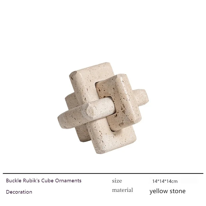 Organic Marble Sculpture in Yellow Travertine, Wabi Sabi Art Object for Shelf Decor, Window Display & Minimalist Home Statue