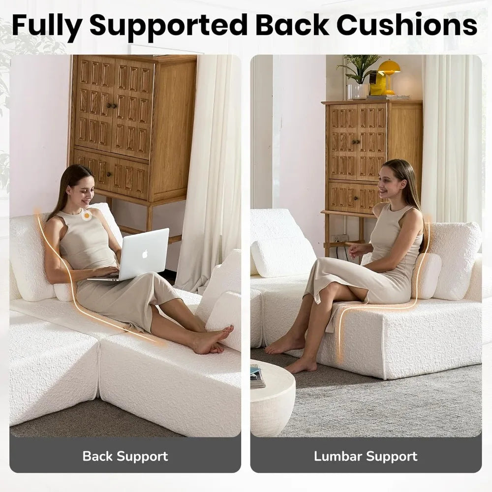 79‘’ Boneless Cloud Couch,Spacious Deep Seat Modular Sectional Sofa -Chenille Upholstered Couches for Living Room, Customized