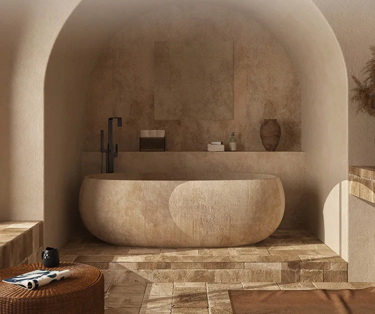 Any Size Custom Retro Oval Bathtub Compact Freestanding Soaking Tub Home Bathroom All Spaces Heat Retention Easy Clean Body Cont