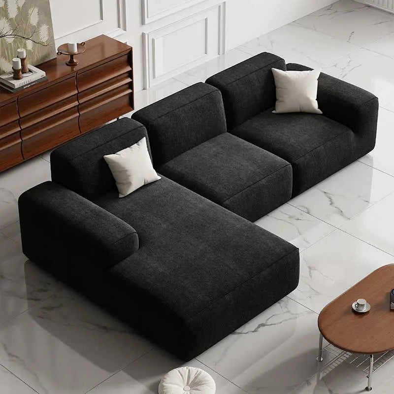 Frameless Tofu Block Sofa, Wabi-Sabi Chenille Fabric with 5-Zone Support, Heavy-Duty & High-Density Foam, Minimalist Design