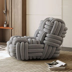 Any Size Custom Nordic Knit Lounge Chair Handwoven Chenille Fabric High Resilience Foam Comfortable Minimalist Living Room Leisu