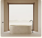 Any Size Custom Japanese Wabi Sabi Cultured Stone Bathtub Artistic Freestanding Soaking Tub Heat Retention Easy Clean Body Conto