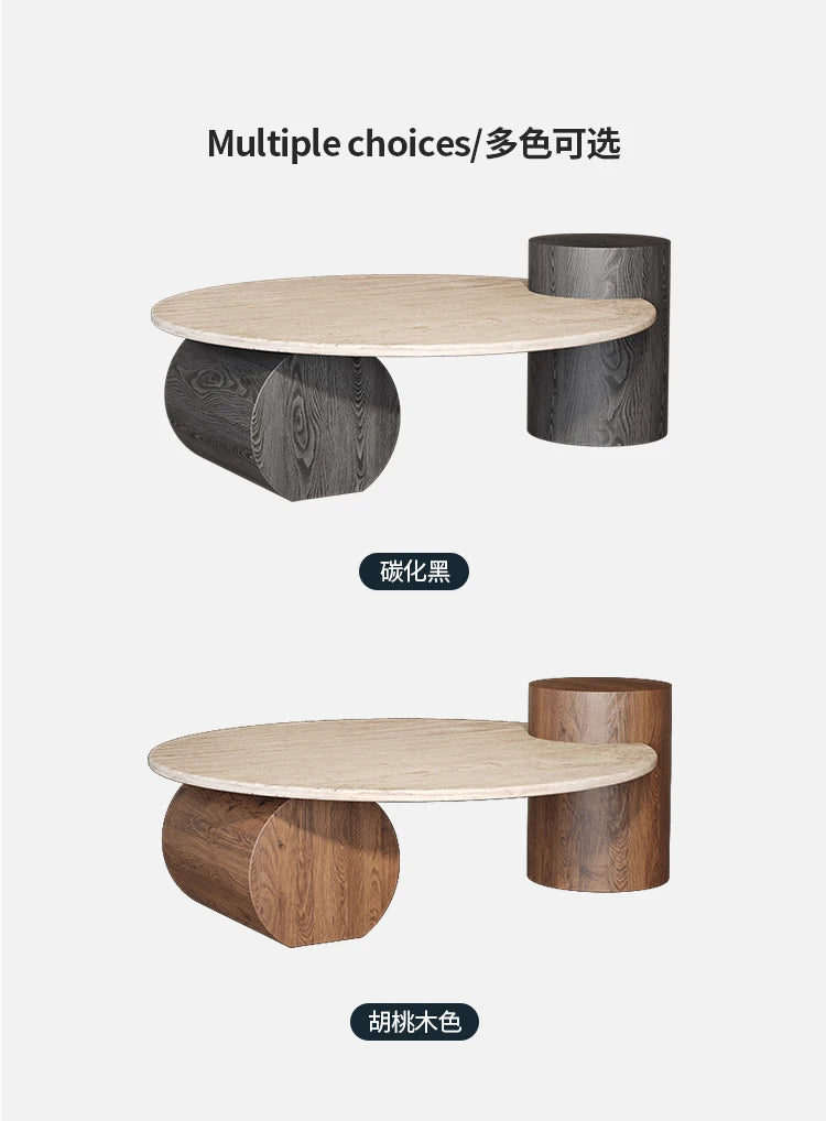 Stone Italian Side Table Nordic Natural Travertine Unique Wood Coffee Table Round Stone Designer Stolik Kawowy Home Furniture