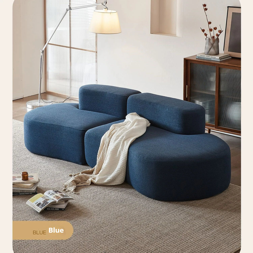 Fabric Sofa, Cashew Shape Compression Couch with High-Resilience Foam, Velvet Upholstery, Non-Deformation, Roll-Pack Design
