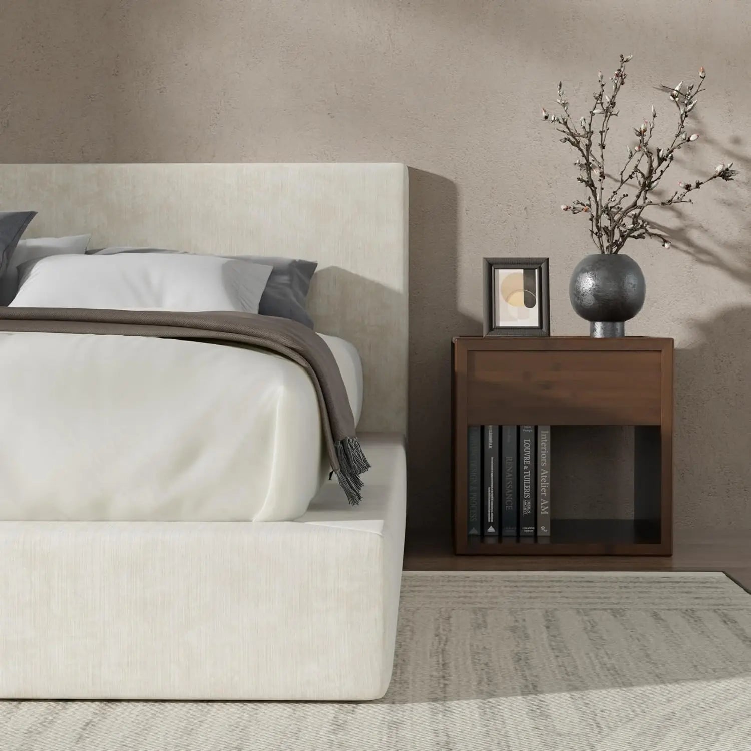 Cloud Upholstered  Bed Frame with Headboard, 5 Inch Foam Padded Platform, No Box Spring, Easy Assembly , Customized