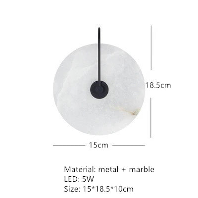 Nordic Modern Designer Minimalist Marble Circular Wall Lamp Corridor Study Bedroom Bedside Led Lights Tv Background  Decor
