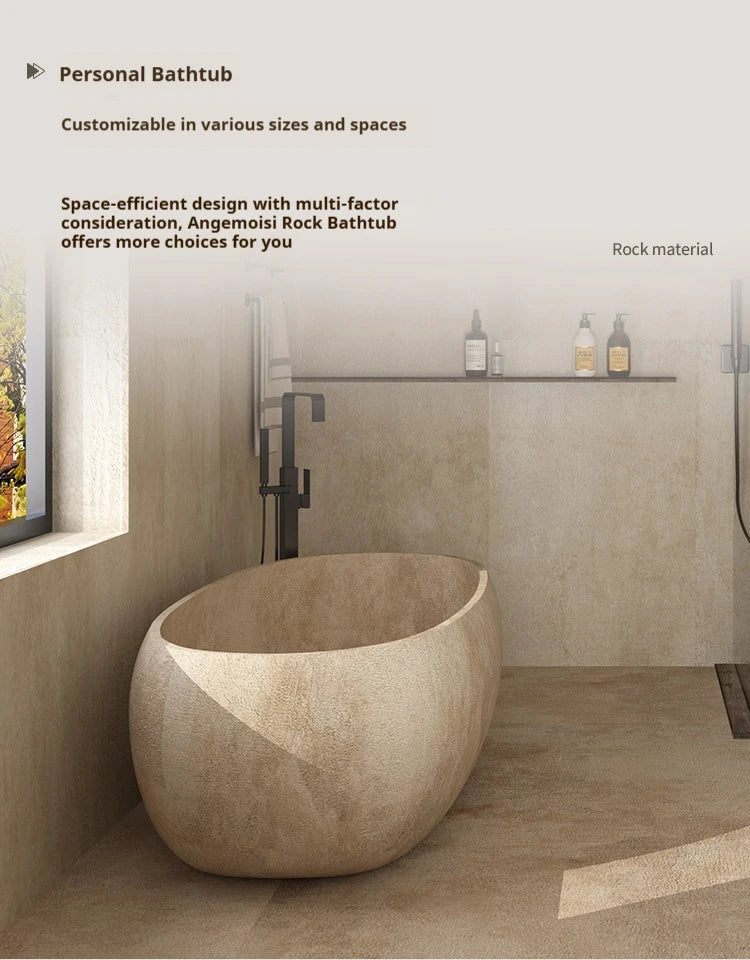 Any Size Custom Retro Oval Bathtub Compact Freestanding Soaking Tub Home Bathroom All Spaces Heat Retention Easy Clean Body Cont