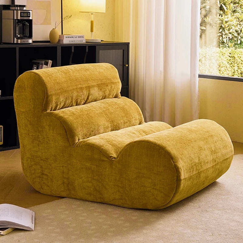 Vacuum Compressed Caterpillar Chair, Mid-Century Hugging 3D Seat with 5-Zone Support, High-Elasticity Sherpa Foam, Small Space