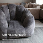 Any Size Custom Rabbit Fur Lazy Sofa Crushed Sponge Filling Soft Wrapped Feeling Vacuum Compressed Shipping Cozy Living Room Cas
