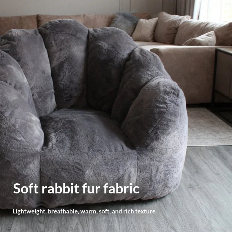 Any Size Custom Rabbit Fur Lazy Sofa Crushed Sponge Filling Soft Wrapped Feeling Vacuum Compressed Shipping Cozy Living Room Cas