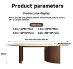 Any Size Custom Beige Travertine Teardrop Dining Table Wabi Sabi Mid Century Walnut Base Scratch Stain Resistant Luxury Dining T