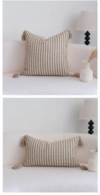 Coffee Brown Maillard Cushion Cover Retro Geometric Jacquard Pillow Case Wabi Sabi Pillow Covers Decorative Modern Luxury Home