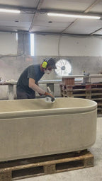 Nordic Luxury Marble Bathtub, Round One-Piece Freestanding Tub for Villa, Heat Retention & Easy Clean, Body Contour, Customizabl