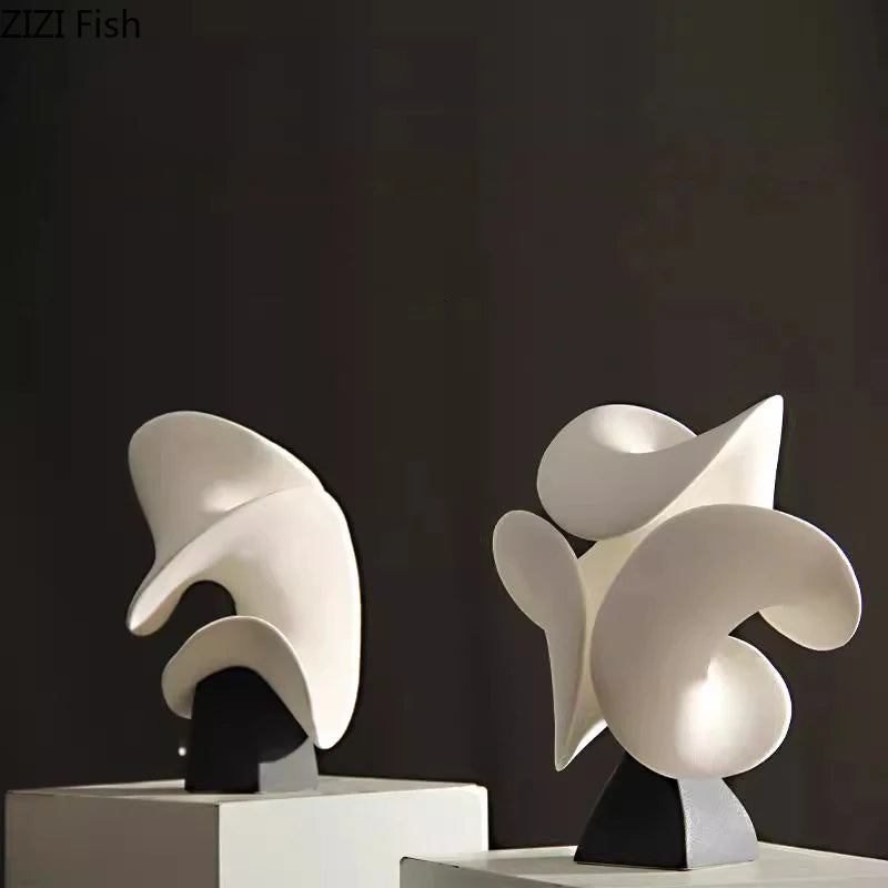 Abstract Flower Art Sculpture Ceramics Crafts Ornaments Desk Decoration White Flower Abstract Sculpture Room Aesthetic Decor