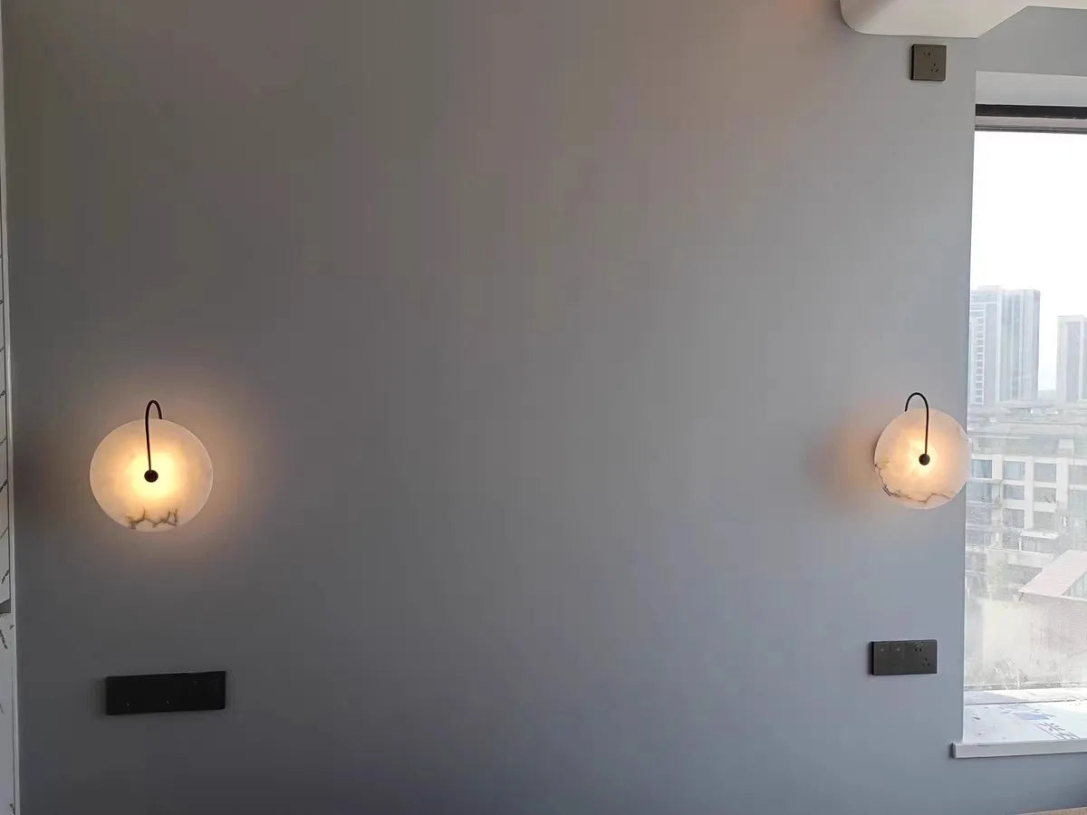 Nordic Postmodern Minimalist Marble Living Room Wall Lamp Creative Circular Bedroom Headboard Corridor Wall Lamp