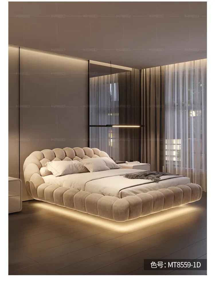 Lambswool Floating Bed Aesthetics Princess Wedding High End Quality Bed Modern Apartment Confortable Muebles Bedroom Furniture