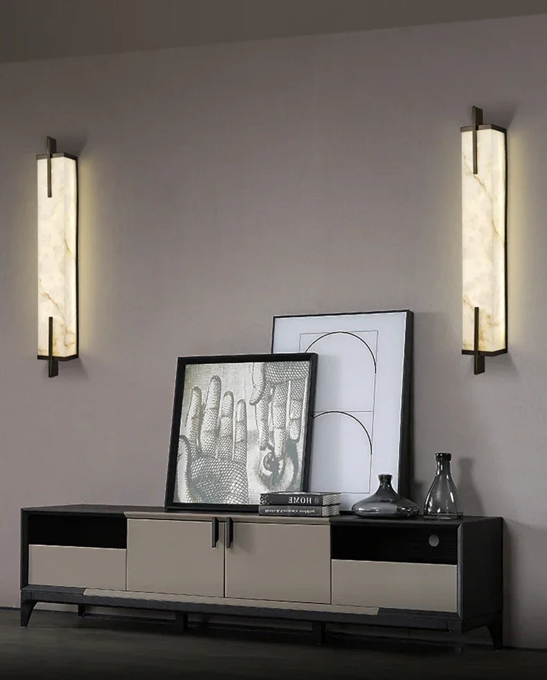 Nordic minimalist imitation marble living room TV background wall light hotel bedroom headboard resin light
