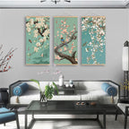 Chinese Art Landscape Ink On Canvas Anime Poster Vintage Plum Blossom Bird Hanging Canvas Painting With Wooden Frame