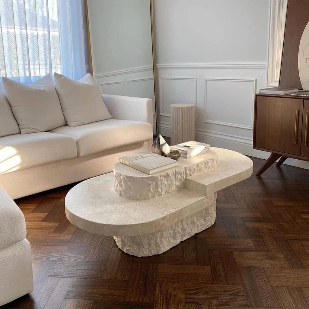 Any Size Custom Roman Wabi Sabi Oval Table Stone Look Fiberglass Boutique Showroom Heat Scratch Resistant Artistic Shape Customi
