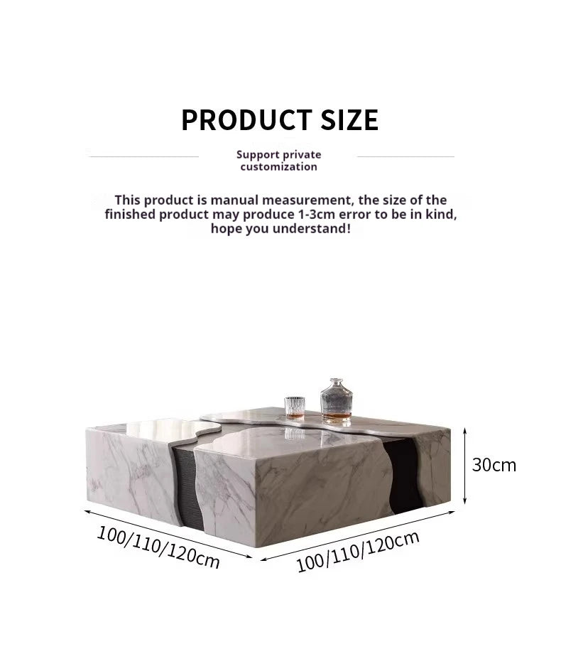 Any Size Custom Square Marble Coffee Table Italian Minimalist Viral Design Spacious Living Room Heat Scratch Resistant Customiza
