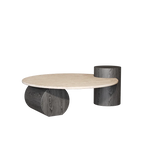 Stone Italian Side Table Nordic Natural Travertine Unique Wood Coffee Table Round Stone Designer Stolik Kawowy Home Furniture