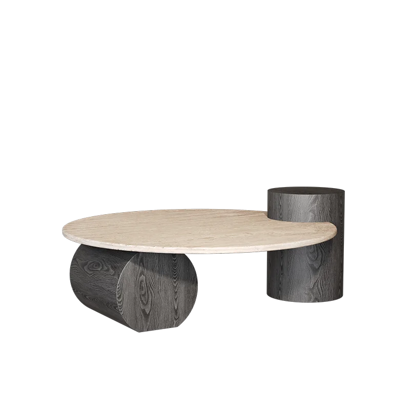 Stone Italian Side Table Nordic Natural Travertine Unique Wood Coffee Table Round Stone Designer Stolik Kawowy Home Furniture