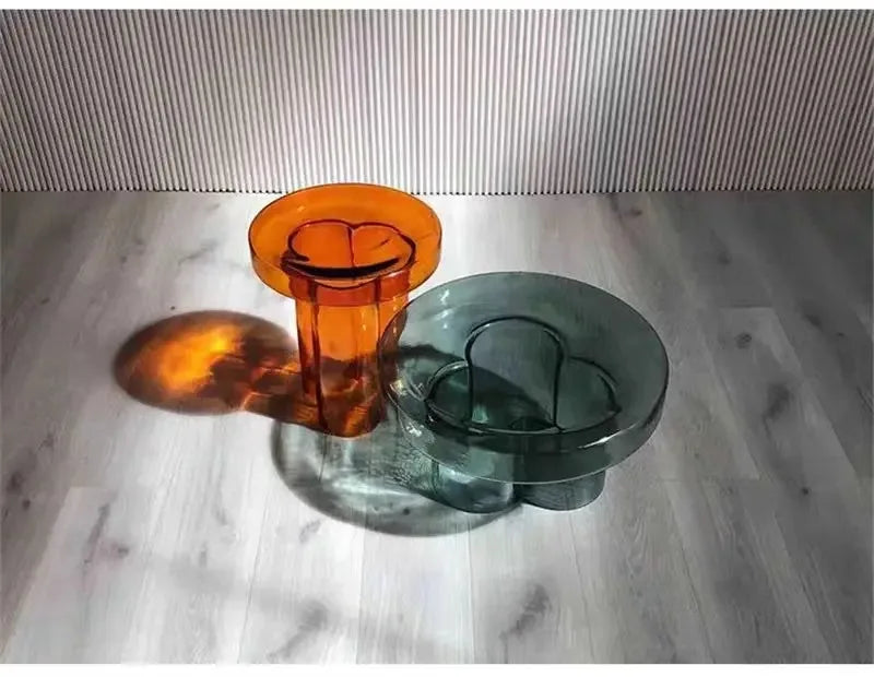 Nordic Light Luxury Glass Coffee Table Creative Petal Shape Living Room Combination Coffee Table Modern Creative Furniture