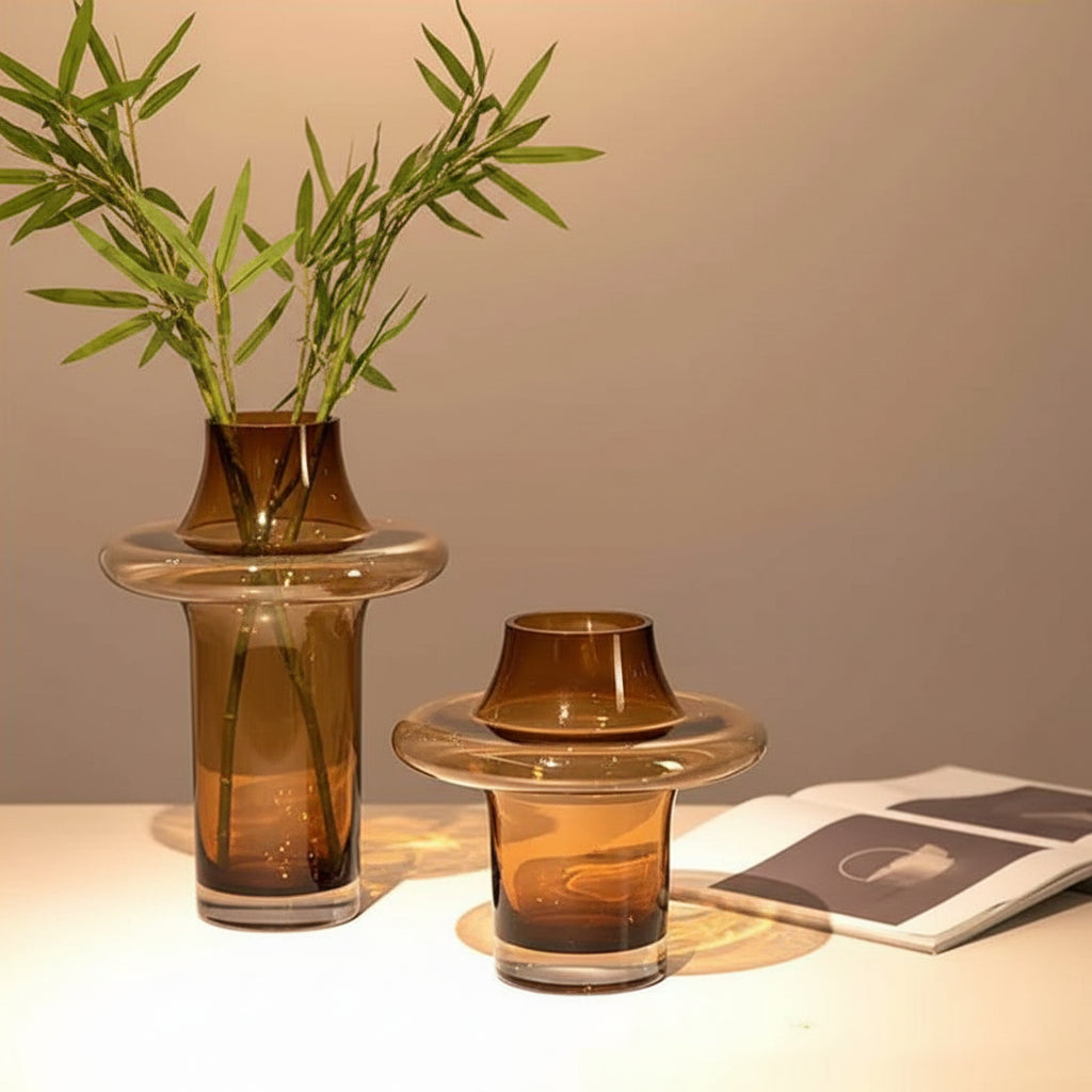 Amber Tower Glass Vase