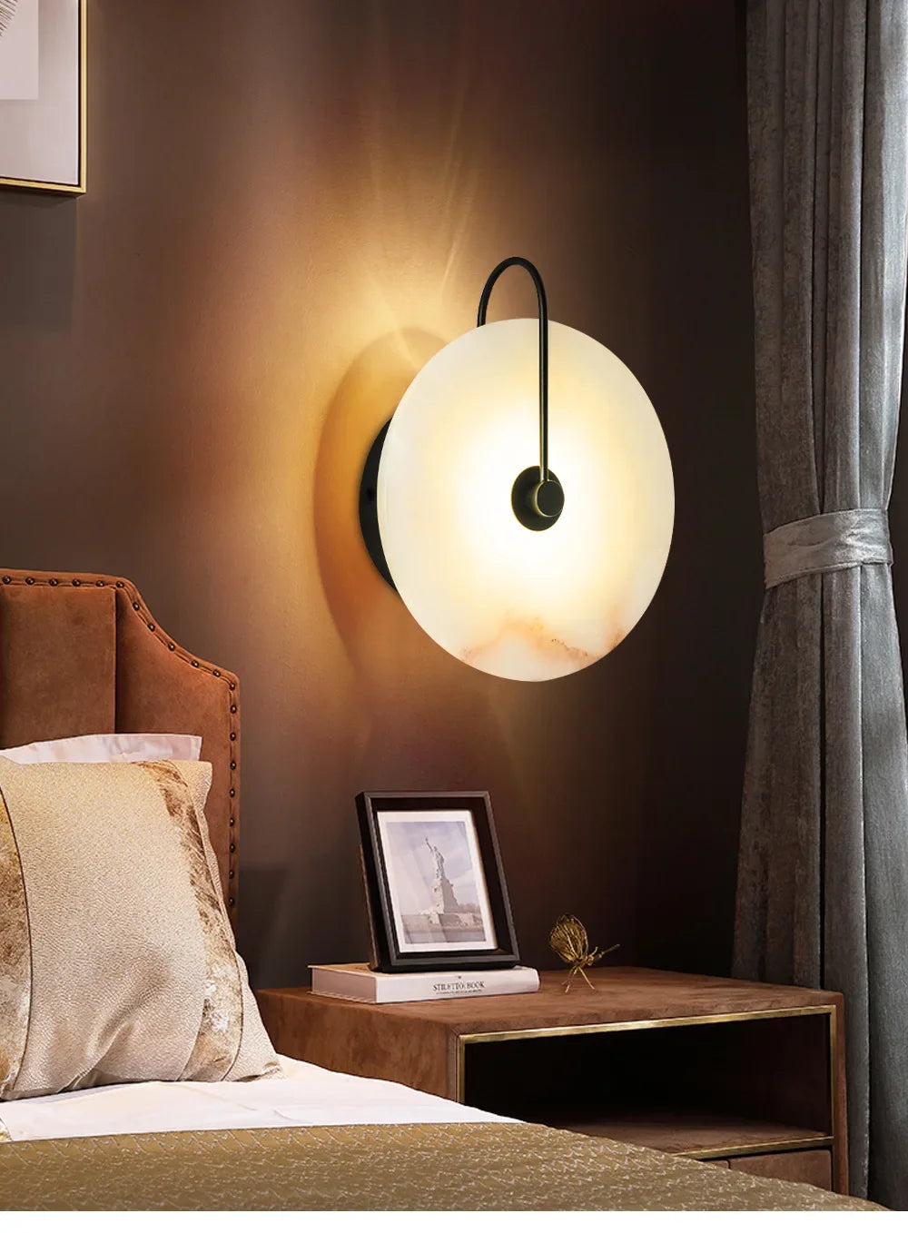 Nordic Postmodern Minimalist Marble Living Room Wall Lamp Creative Circular Bedroom Headboard Corridor Wall Lamp