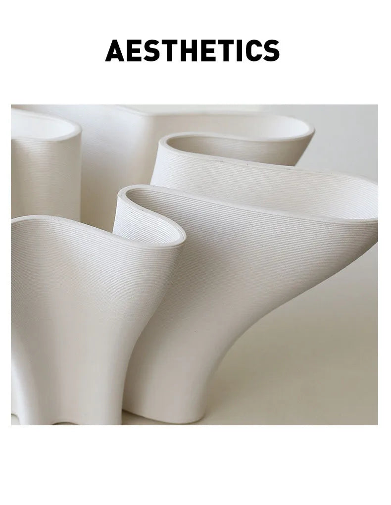 Floral Shaped Ceramic Vase Hydroponics Flower Pots Desk Decoration Flower Arrangement Modern Crafts Vases Room Aesthetic Decor