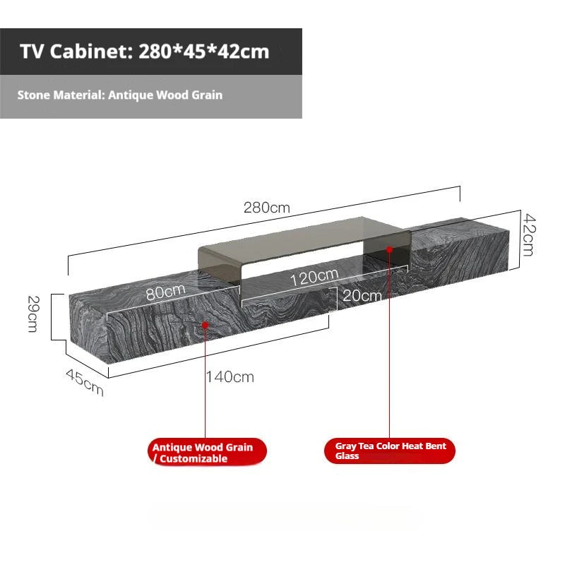 Any Size Custom Italian Luxury Stone TV Console Modern Entertainment Wall Fireplace Waterproof Scratch Proof EO Certified Living