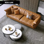 Modern Minimalist Living Room Leather Sofa  Apartment Furniture Set Combination Wtih Customzied Color