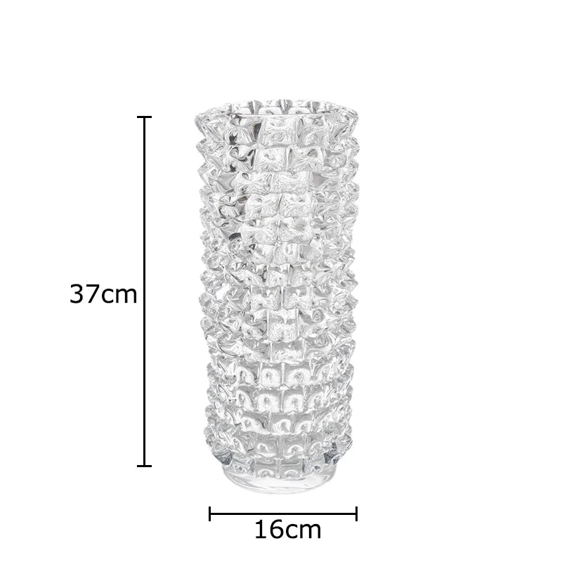 Creative Transparent Wrinkle Glass Vase Desk Decoration Flower Arrangement Hydroponics Flower Pots Floral Vases Modern Decor